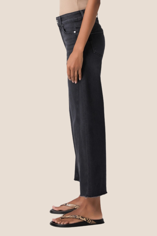 Anessa W/ Twisted Outseam Panel + Raw Hem - Ink Black