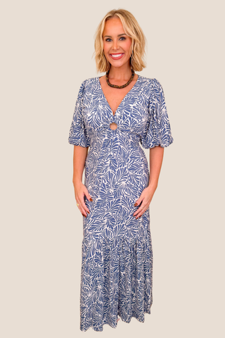 Africana Sophie Long Dress Indigo