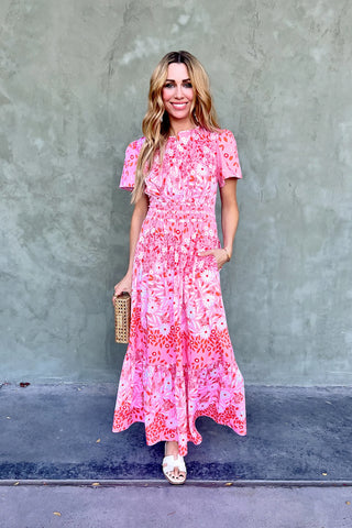 Eloise Dress in Poppy Pink