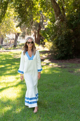 V-Neck Flounce Midi Dress