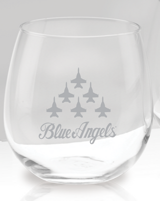 Stemless Blue Angel Wine Glasses Set of 2