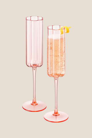 Shatterproof Acrylic Flower Plastic Champagne Flute, Set Of Two