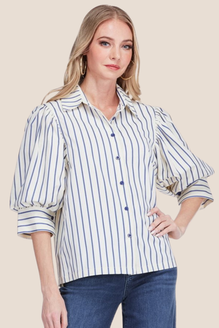 Stripe Puff Sleeve Shirt