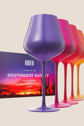 Southwest Sunset Large Colored Wine Glass| Set Of 5 | 20 Oz