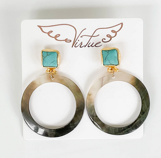 Turquoise Post w/Shell Hoop