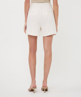 Off White Sand Linen Striped Shorts