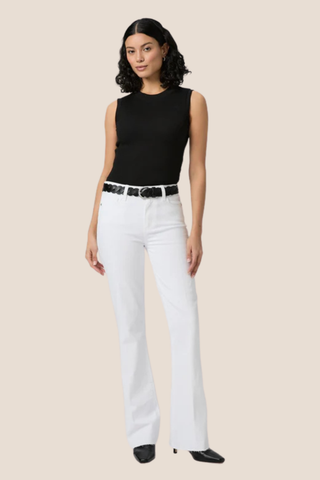 High Rise Laurel Canyon 32" w/Raw Hem Crisp White