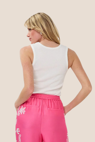 Singlet Rib Knit Off White Tank