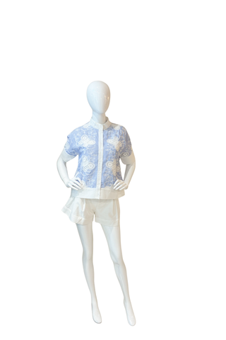 Stand Collar Shirt Butterfly Embellishment