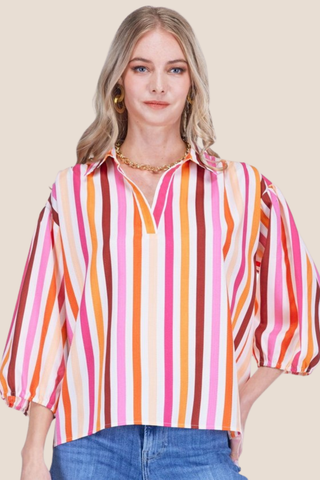 Stripe Collar Top