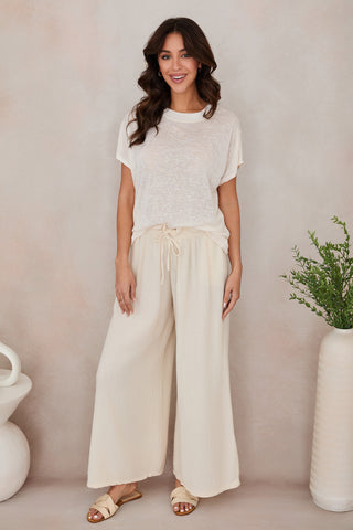 Cotton Gauze Drawstring Pants