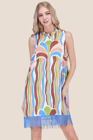 Brush Fringe Hem Sheath Dress