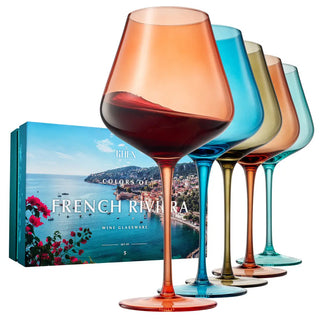 Colors of the French Riviera, Wine Glasses | 5 Set, 20 oz`