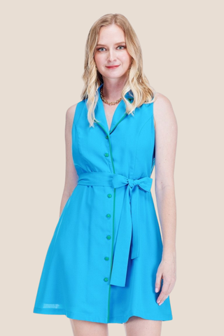 Contrast Trimmed Flared Dress