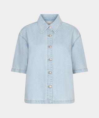 Short-sleeve Light Denim Blouse
