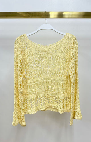 Crochet Long Sleeve Top - Yellow