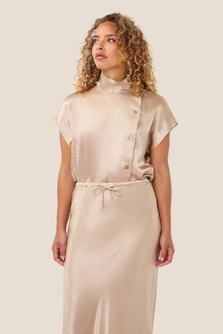 Wide Button Blouse Sand