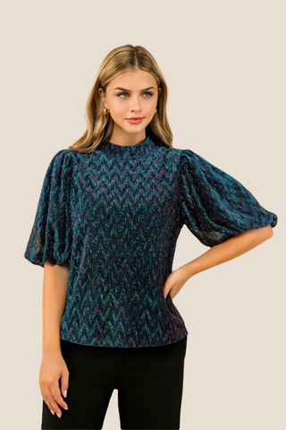 Metallic Mesh Top