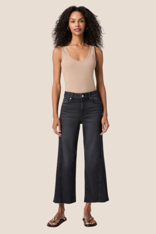 Anessa W/ Twisted Outseam Panel + Raw Hem - Ink Black