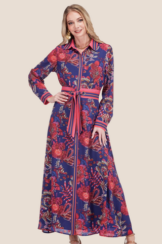 Maxi Shirtdress Hibiscus Royale