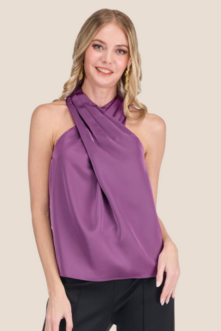 Criss-Cross Halter Top Mulberry