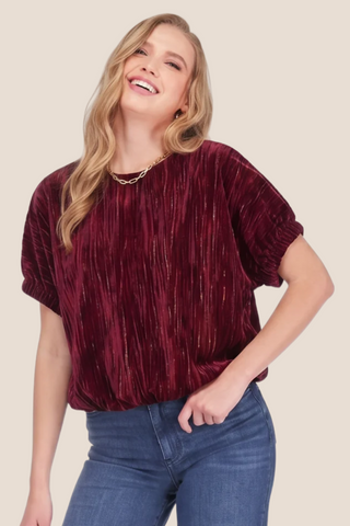 Cinched Sleeve Top Wine