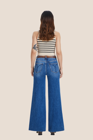 High Rise Wide Leg Dark Indigo Denim