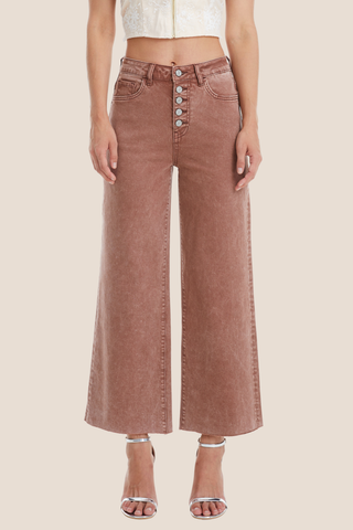 High Rise Wide Leg Cappuccino Pant