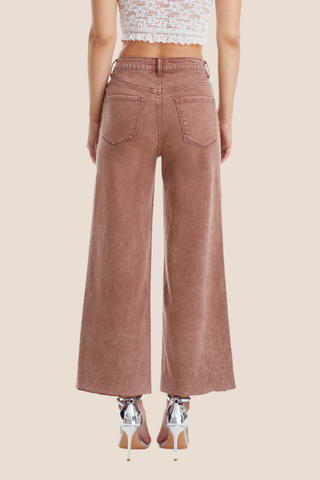 High Rise Wide Leg Cappuccino Pant