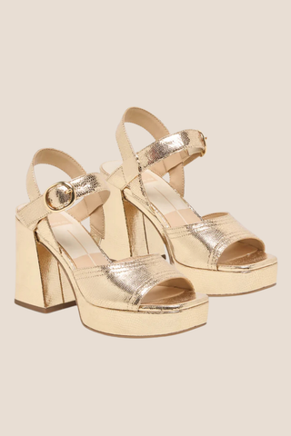 Gold Embossed Leather Heels