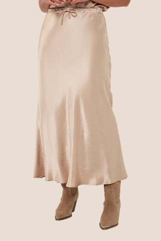 Long Acetate Skirt Sand