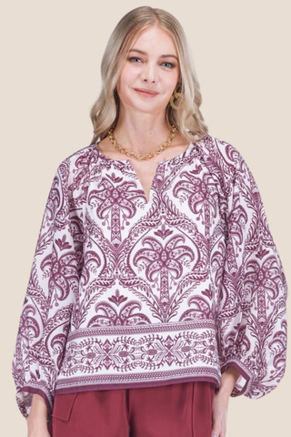 Palm Peasant Bishop Sleeve Top