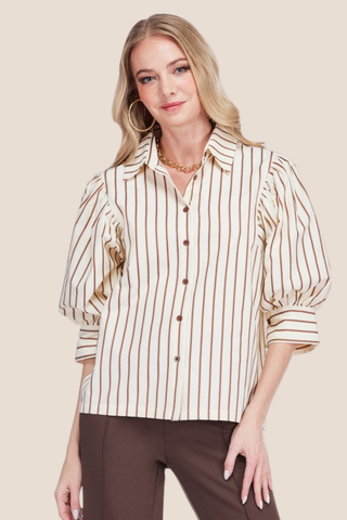 Stripe Puff Sleeve Shirt