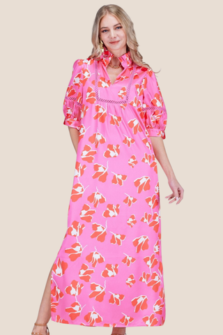 High Neck Trimmed Maxi Dress