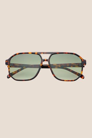 Billie Unisex Aviator Sunglasses - Tortoise / Green