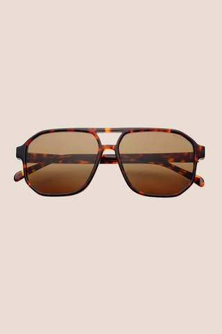 Billie Unisex Aviator Sunglasses - Dark Tortoise / Solid Brown