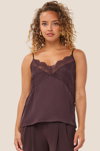 Satin Lace Camisole Cacao