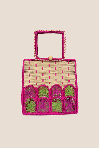 Pink and Green Square Handbag