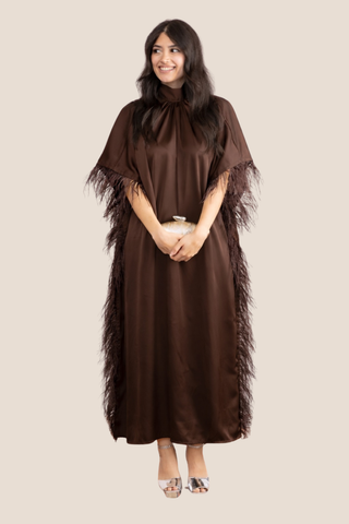 Adina Brown Feather Dress