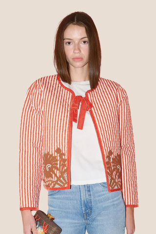 Terracotta Quilted Henry Jacket