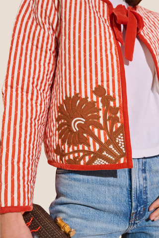 Terracotta Quilted Henry Jacket
