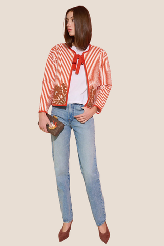Terracotta Quilted Henry Jacket