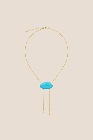 18K Gold & Turquoise Stone Bolo Necklace