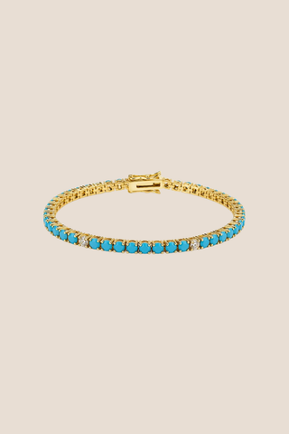 Turquoise and Gold Tennis Bracelet