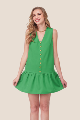 V-Neck Button Front Dress