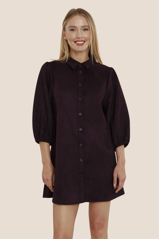 Plum Button Front Dress