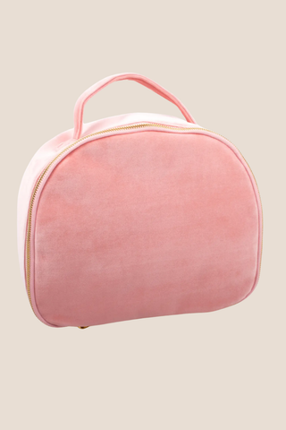 Velvet Monogram Travel Train Case - Dusty Pink