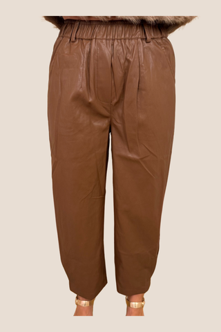 Coffee Vegan Leather Pants