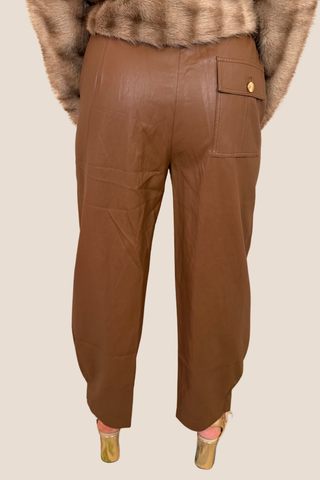 Coffee Vegan Leather Pants