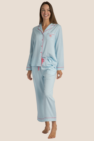 Blue Stripe Print Pajama Set